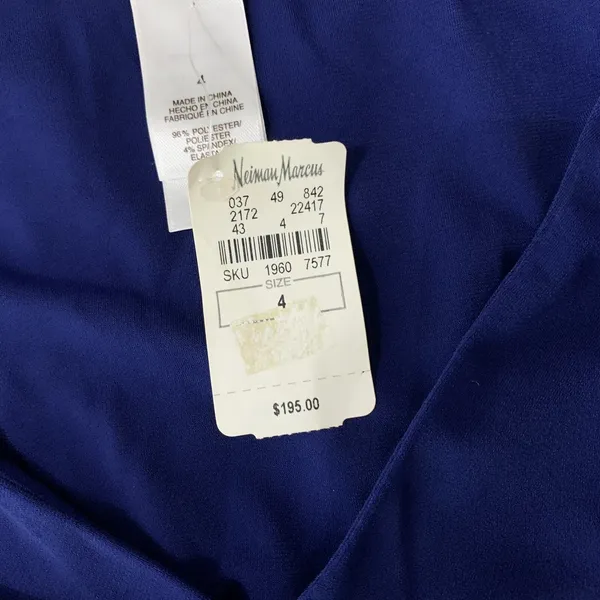 Laundry By Design Navy Ruched Cap Sleeve V Neck Dress‎ 4 Cocktail Party NWT - Image 7