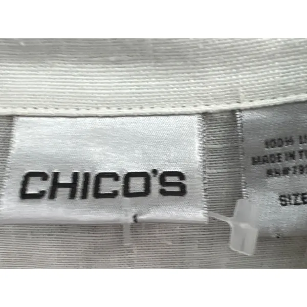 Chicos Shirt‎ Womens US L 2 White Black Floral Linen Shacket Art To Wear Blouse - Image 10