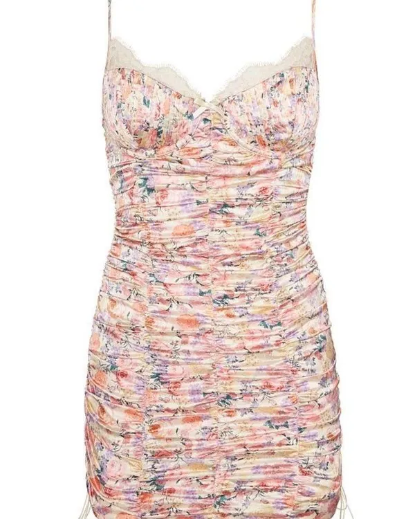 For Love And Lemons Multi-Color Floral Gardenia Mini Dress. Size Medium - Image 3