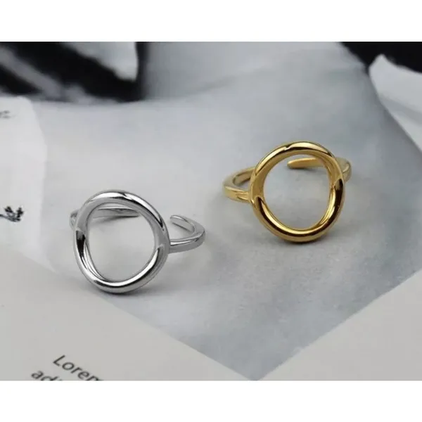 NEW Women's Solid Circle Ring Adjustable Gold‎ Plated S925 - Image 4