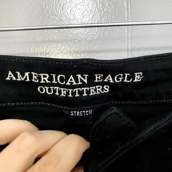 American Eagle Black Distressed Cut Off Hi-Rise Festival Jean Shorts 10 - Image 2