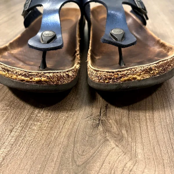 Birkenstock Sandals Gizeh Navy Blue Metallic Thong Buckle Womens 41 US 10-10.5 - Image 4