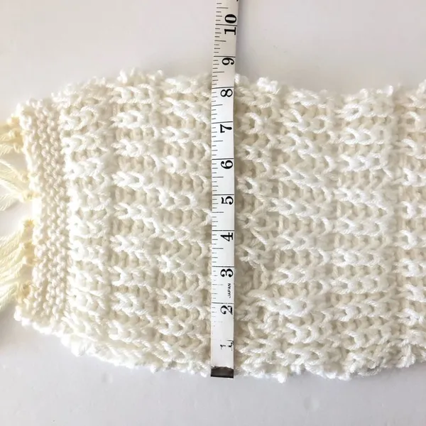 Handmade Cream White Crochet Knit Tassel Scarf - Image 4