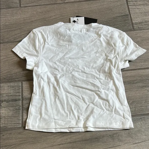 White and Brown Short Sleeve Tee with Heart Design - Image 5