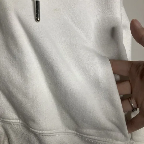Abercrombie & Fitch Hoodie Womens Medium White Cropped Soft Zip Up Sweatshirt - Image 7