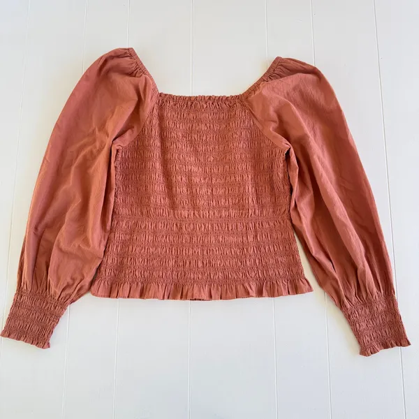 Madewell Lucie Bubble-Sleeve Smocked Top Peasant Blouse - Image 7