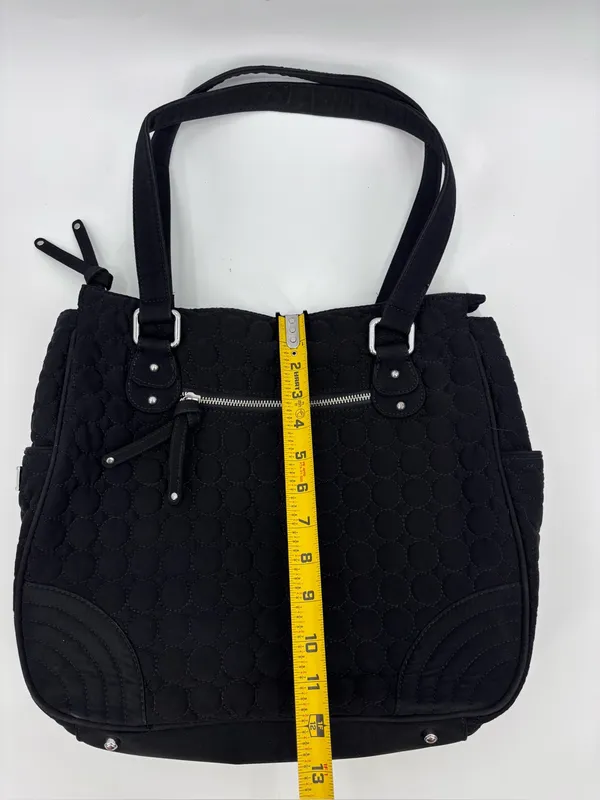 Vera Bradley Black Quilted Shoulder Tote with Front Zip Pocket - Image 5