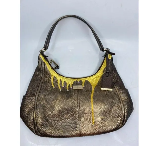 Cole Haan Leather Crossbody Brown Gold Customized - Image 4