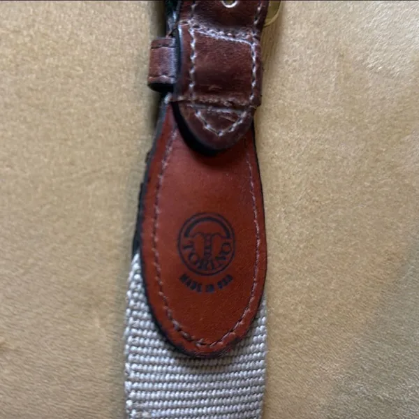 Brown and Tan Two-Tone Belt with Leather Trim - Image 3