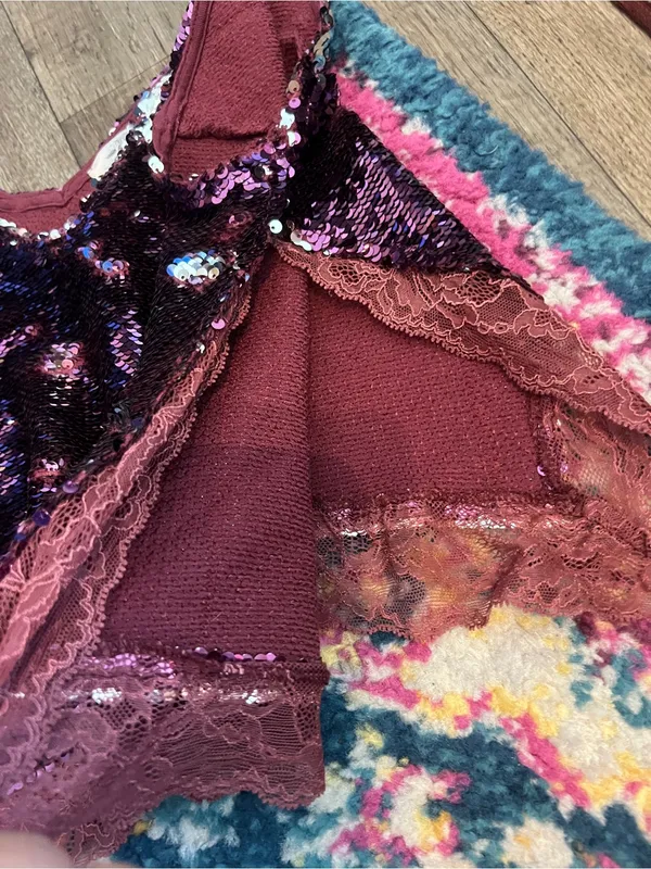 Free people intimately Women's Purple Sequin Lace Cami Top - Image 7