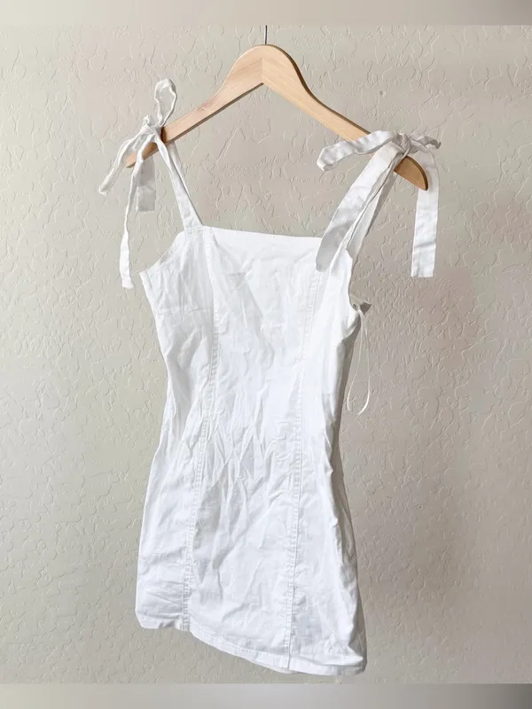 Superdown Siona Tie Strap Mini Dress in White Revolve - Image 3