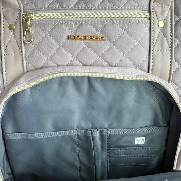 KROSER 17” Quilted Laptop Backpack NWOT Beige RFID USB Work Travel Bag - Image 7