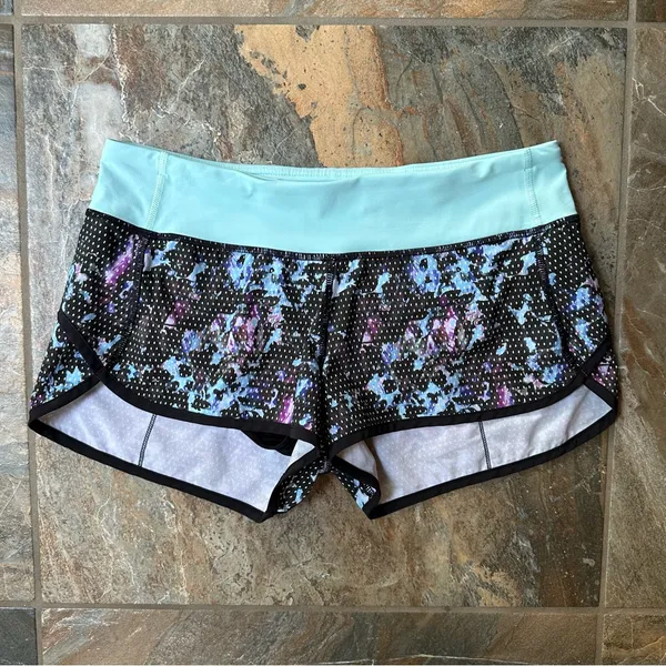 Lululemon Run: Speed Short *4-way Stretch Floral Sport Tranquil Blue Size 6 - Image 10