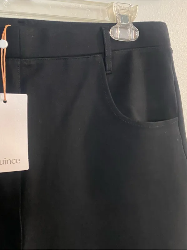 Quince Womens L Large 34x29 Black Ultra Stretch Ponte Pants 4 Pocket Casual NWT - Image 3