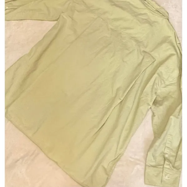 Madewell Womens Large Pale Sage Green Cotton Button Down Shirt Oversized Pocket - Image 4