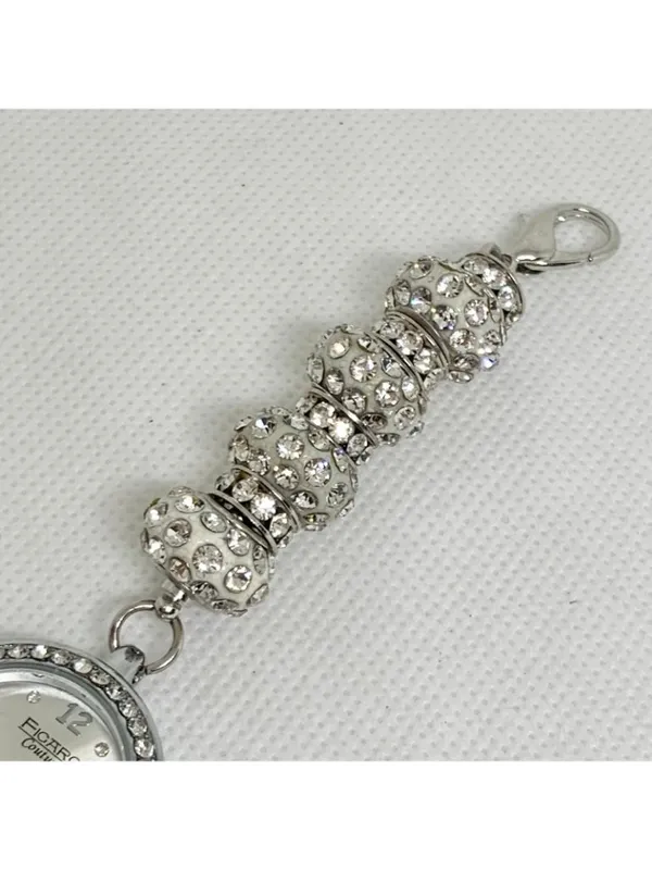 Figaro couture silver tone watch rhinestones 25mm quartz metal beaded running - Image 4