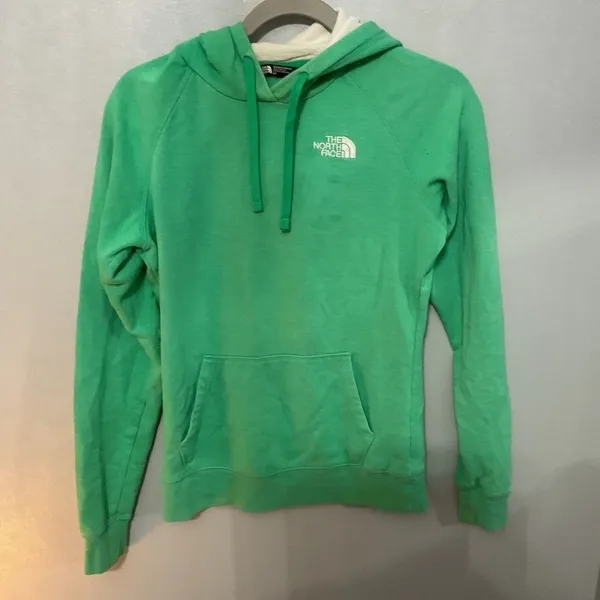 The North Face Womens Hoodie Green Solid Pullover Fleece Small - Image 2