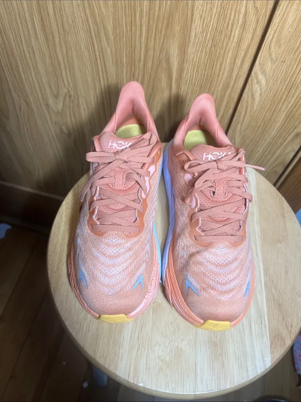 Hoka Women's Coral/Yellow Athletic Running Shoes - Image 7