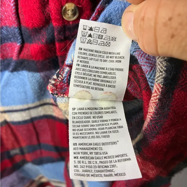 American Eagle Ahh-mazingly soft Red and Blue Plaid Shirt women’s size XSmall - Image 5