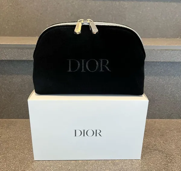 Christian Dior 2024 Black Velvety ‘DIOR’ Monogram Pouch Clutch Bag, NIB - Image 3