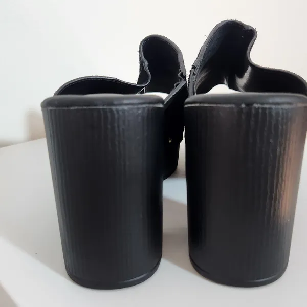 Rag & Co. Black Faux Suede Platform Mules Size 9.5 - Image 5