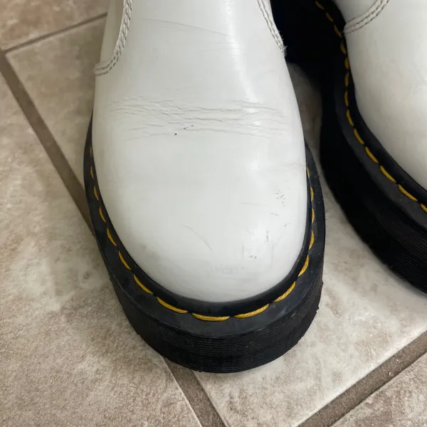 Dr‎ Martens 2976 Quad White Leather Platform Chelsea Boots Womens Sz 5 Chunky - Image 3