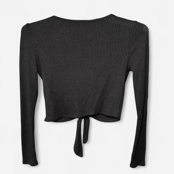 GARAGE Women's XS Black Ribbed Crop Top Casual Knit - Image 6