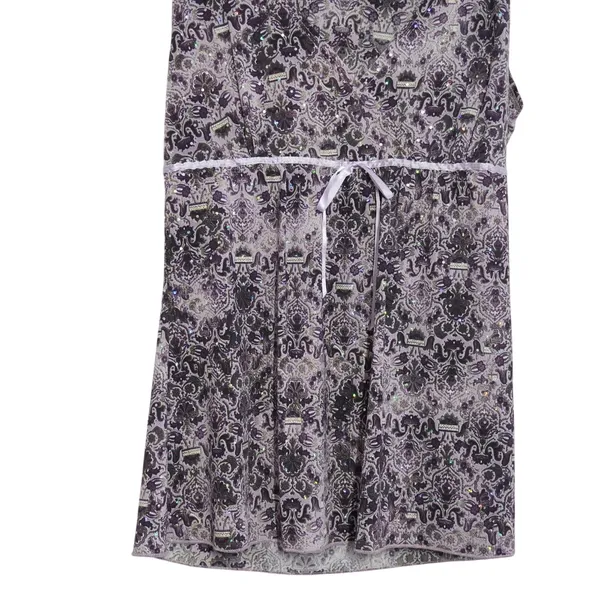Vanity 90s‎ Y2K Club Purple Damask Sequin Babydoll Top Sleeveless Empire Waist - Image 3