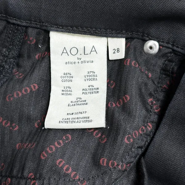 AO‎ LA by Alice + Olivia Black High Rise Pintuck Split Hem Skinny Jeans Sz 28 - Image 10