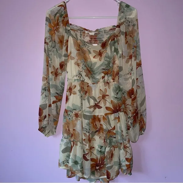 Lush Size Small Layla Mini Dress Babydoll Boho Floral Tiered Skirt Cottage - Image 2