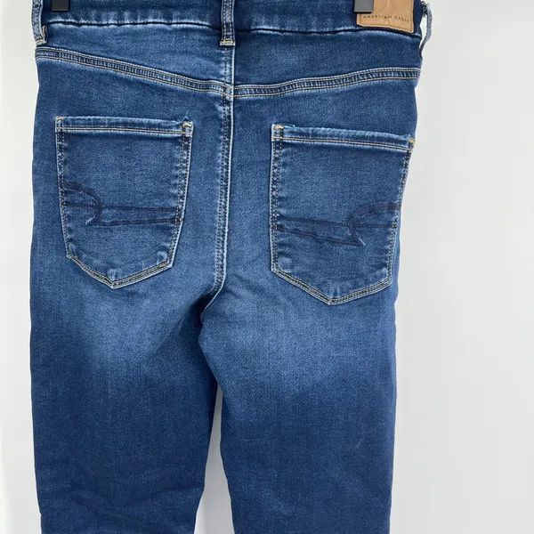 American Eagle Outfitters‎ Curvy Hi Rise Jegging Jeans Dark Wash Ripped Size 6 - Image 4