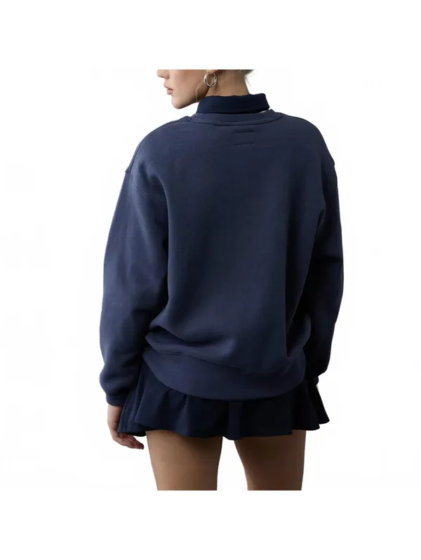 AE Everyday Luxe Graphic Crew Neck Sweatshirt American Eagle NWT Navy Small - Image 5