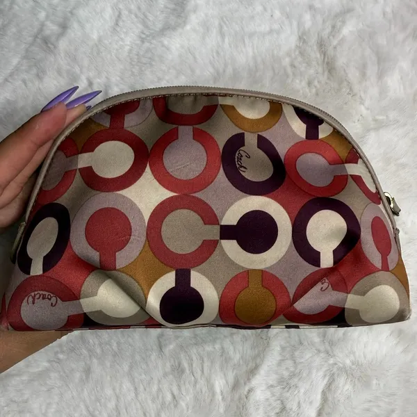 COACH Signature Canvas Make up Cosmetic Case - Image 2