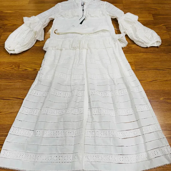 Acler Valentine Ivory Broderie Anglaise Cotton Midi Dress Long Sleeve 2 - Image 9
