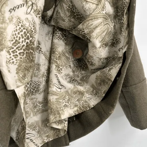 Guess Wool‎ Blend Coat Women M Brown Double Breasted Hooded Vintage Academia - Image 10