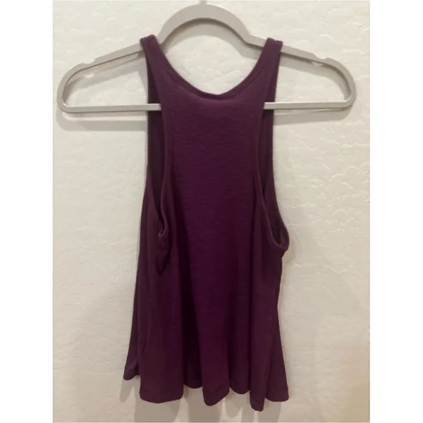 Free People We The Free Purple Ribbed‎ High Neck Racerback Tank Top Made in USA - Image 5
