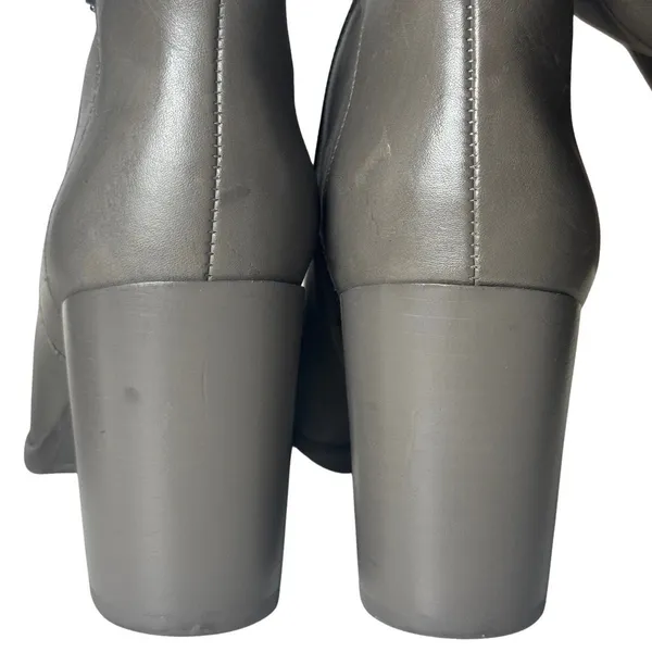 Antonio Melani‎ Grey Leather Over The Knee Mob Wife Boots 6M Chunky Heel Matrix - Image 8