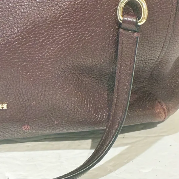 COACH‎ TURNLOCK Chain Tote 27 Zip Top Leather Shoulder Bag 57107 Oxblood - Image 4