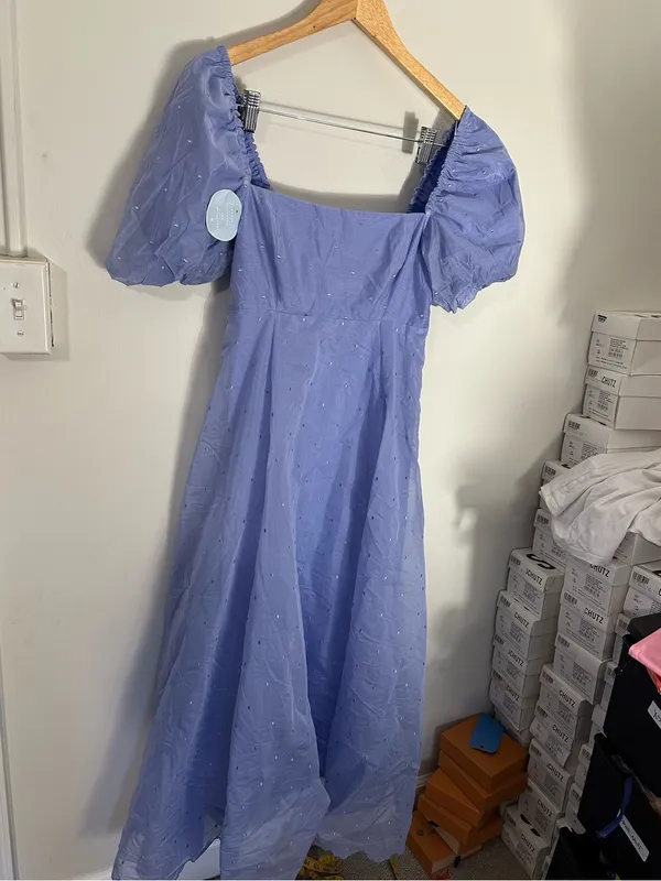 NWT Hill House Tuckernuck Matilda Organza dot midi dress Hyacinth small - Image 3