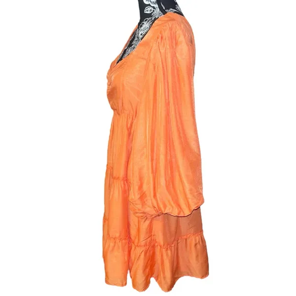Beyond Words Fire Voile Puff Sleeve Mini Dress Size L - Image 2