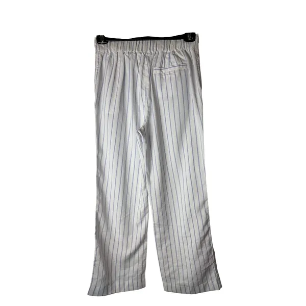 Faherty Malibu Linen Pant Women Small Blue White Stripe Lagenlook Preppy Coastal - Image 3