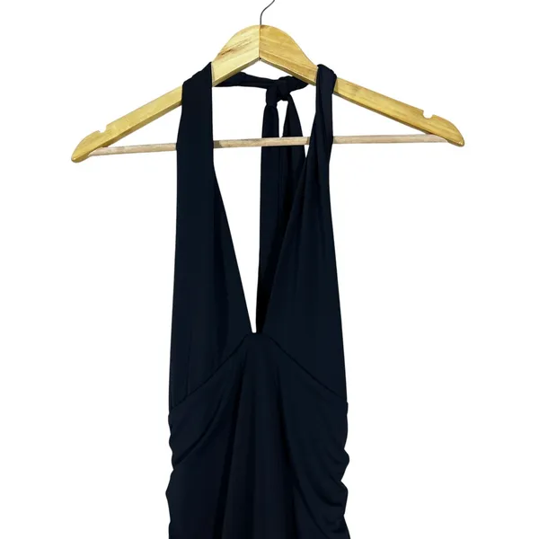 NWT Abercrombie & Fitch Halter Ruched Bodycon Midi Dress Black Evening Size M - Image 2