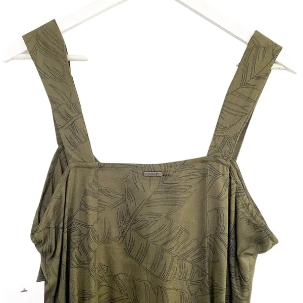 Hurley Green and Black Sleeveless Sundress Tropical Leaves - Image 4