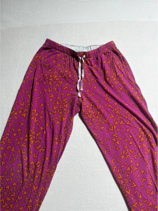 DKNY Women's Small Pink and Orange Heart Print Pajama Set - Image 8