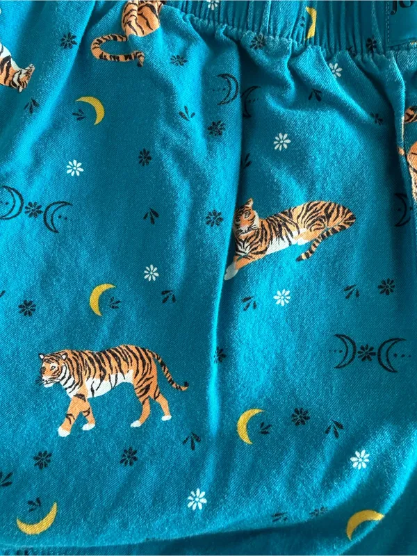 Joyspun Teal Tiger Sleep Shorts Size Small - Image 2