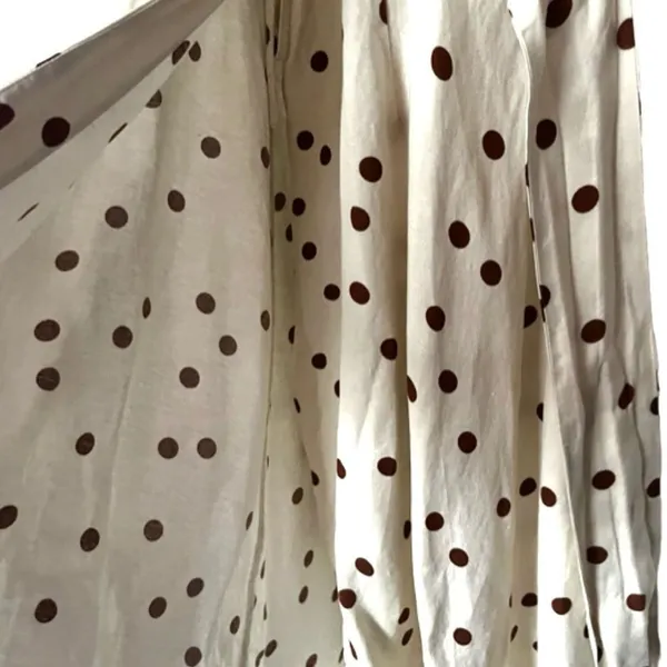 Moon River Polka Dot Midi dress SIZE MEDIUM Cream/brown Linen Blend - Image 10