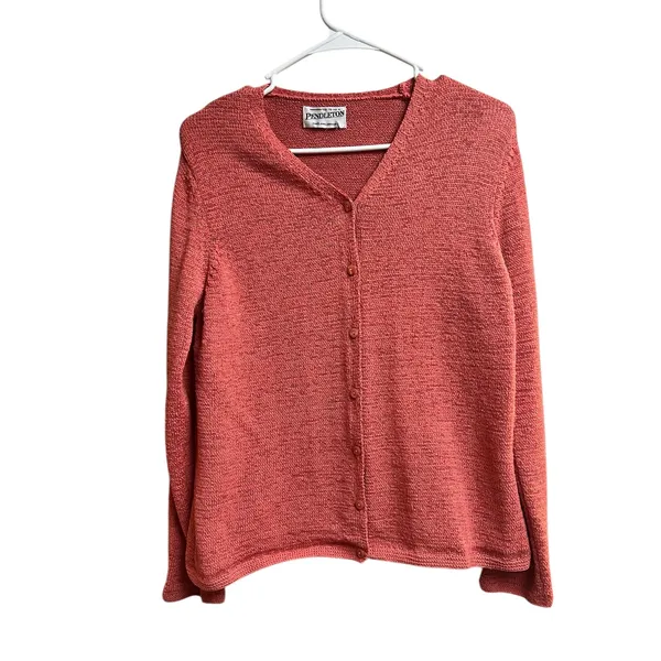 Pendleton Coral Pink Knit Cardigan Sleeveless Tank Set Medium - Image 9
