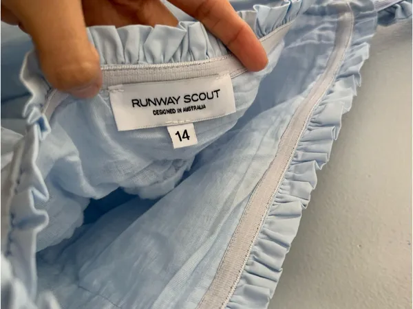 Runway Scout Women’s 14 Baby Blue Babydoll Mini Dress Ruffle Pleated Coquette‎ - Image 4
