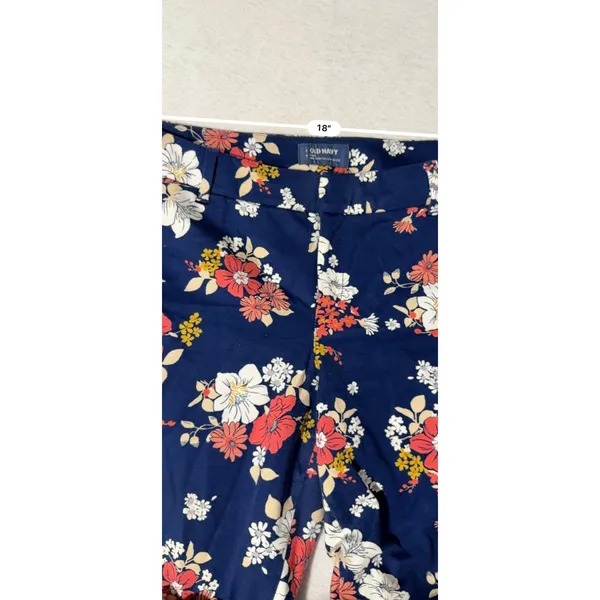 Old Navy Pixie Mid Rise Ankle Pants Floral Print Slim Tapered Measured Size 12 - Image 4