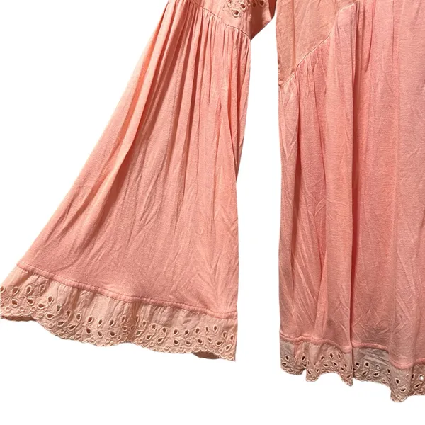 Free People Sea Of Love‎ Eyelet Blouse Size Small Sun Blush - Image 11